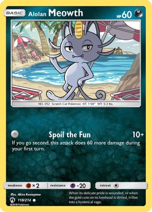 Alolan Meowth 118/214 - Reverse Holofoil SM Lost Thunder - Common