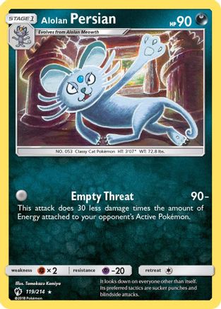Alolan Persian 119/214 - Reverse Holofoil SM Lost Thunder - Rare