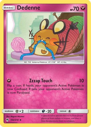 Dedenne (142) 142/214 - Reverse Holofoil SM Lost Thunder - Uncommon
