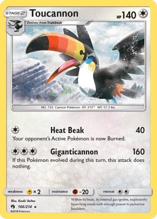Toucannon 166/214 - Reverse Holofoil SM Lost Thunder - Rare