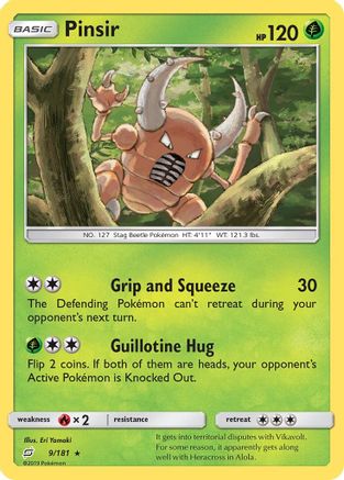 Pinsir 009 - Reverse Holofoil SM Team Up - Rare