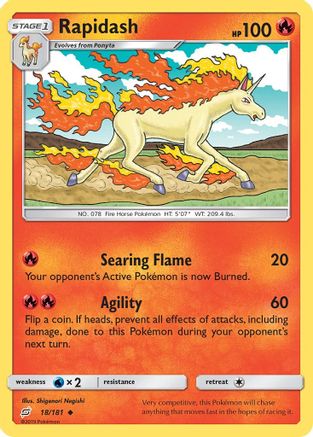 Rapidash 018/181 - Reverse Holofoil SM Team Up - Uncommon