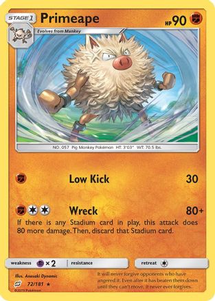 Primeape 072/181 SM Team Up - Rare