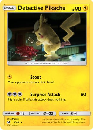 Detective Pikachu 010/18 - Holofoil Detective Pikachu - Rare