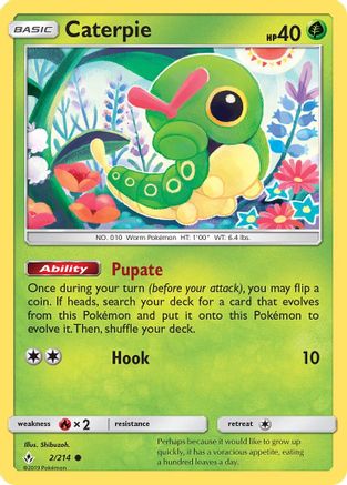 Caterpie 002/214 - Reverse Holofoil SM Unbroken Bonds - Common