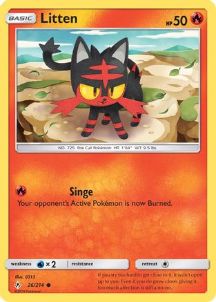 Litten (26) 026/214 - Reverse Holofoil SM Unbroken Bonds - Common