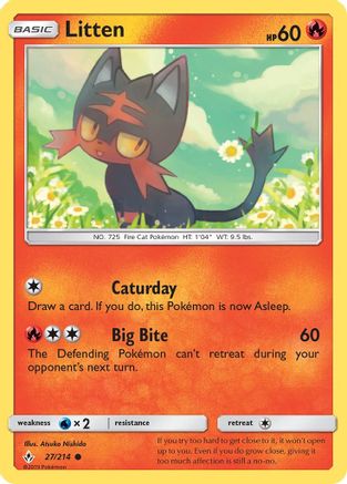 Litten (27) 027/214 - Reverse Holofoil SM Unbroken Bonds - Common