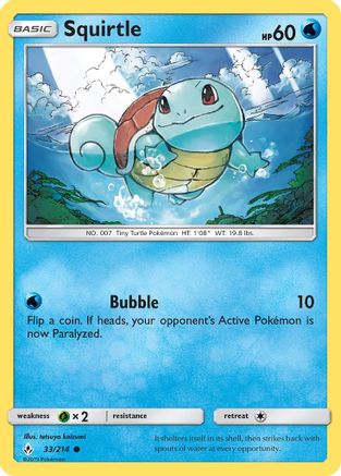Squirtle 033/214 - Reverse Holofoil SM Unbroken Bonds - Common