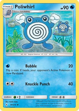 Poliwhirl 038/214 - Reverse Holofoil SM Unbroken Bonds - Uncommon