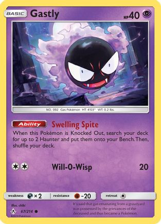 Gastly (67) 067/214 - Reverse Holofoil SM Unbroken Bonds - Common