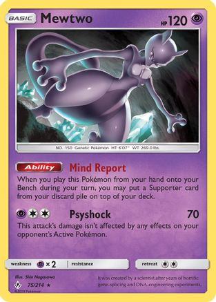 Mewtwo 075/214 - Reverse Holofoil SM Unbroken Bonds - Rare