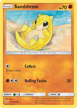 Sandshrew 083/214 - Reverse Holofoil SM Unbroken Bonds - Common