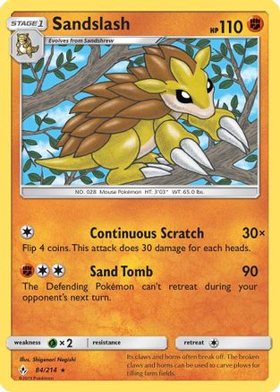 Sandslash 084 - Reverse Holofoil SM Unbroken Bonds - Rare