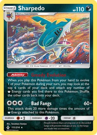 Sharpedo 111/214 SM Unbroken Bonds - Rare
