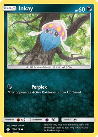 Inkay 118/214 - Reverse Holofoil SM Unbroken Bonds - Common