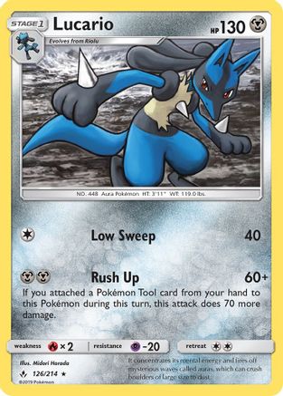 Lucario 126/214 - Holofoil SM Unbroken Bonds - Holo Rare