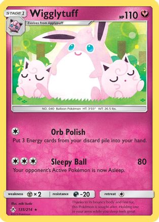 Wigglytuff 135/214 - Reverse Holofoil SM Unbroken Bonds - Rare