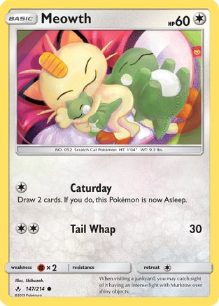 Meowth 147/214 - Reverse Holofoil SM Unbroken Bonds - Common
