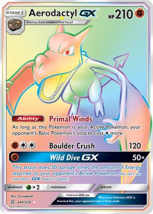 Aerodactyl GX (Secret) 244 - Holofoil SM Unified Minds - Secret Rare