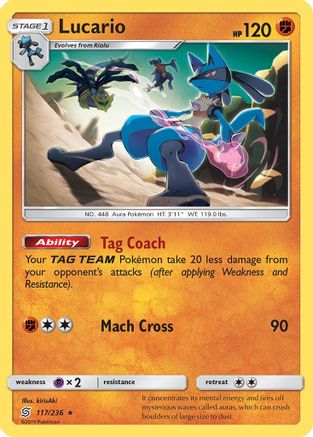 Lucario 117/236 - Reverse Holofoil SM Unified Minds - Rare