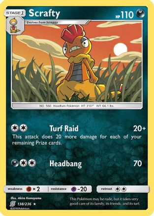Scrafty 138 - Reverse Holofoil SM Unified Minds - Rare