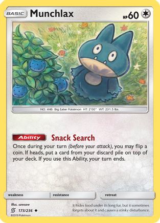Munchlax 173/236 - Reverse Holofoil SM Unified Minds - Uncommon