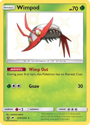Wimpod SV4/SV94 - Holofoil Hidden Fates Shiny Vault - Shiny Holo Rare