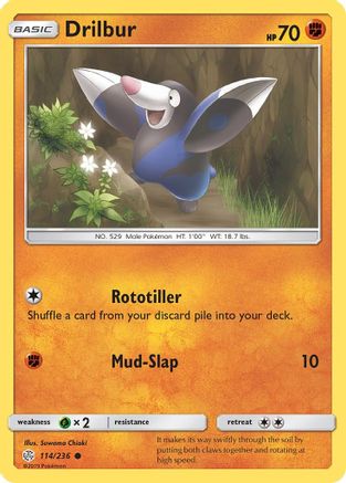 Drilbur 114/236 - Reverse Holofoil SM Cosmic Eclipse - Common