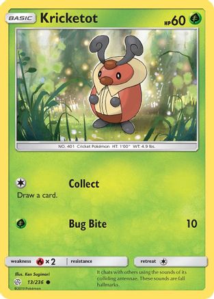 Kricketot 013/236 - Reverse Holofoil SM Cosmic Eclipse - Common
