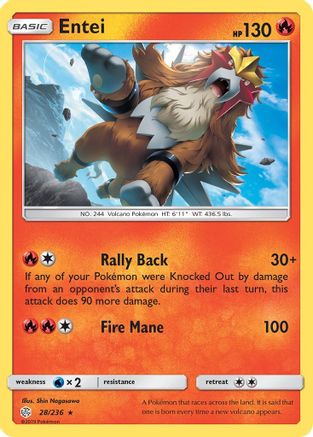 Entei 028/236 - Reverse Holofoil SM Cosmic Eclipse - Rare