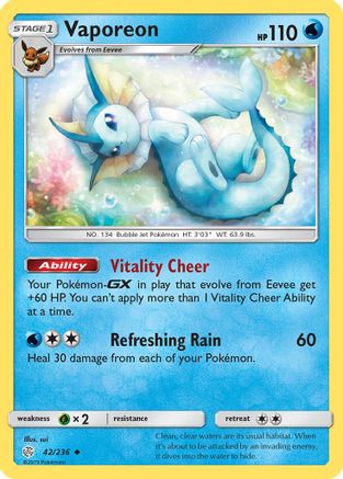 Vaporeon 042/236 SM Cosmic Eclipse - Uncommon