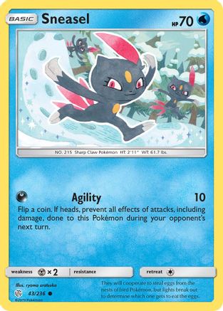Sneasel 043/236 - Reverse Holofoil SM Cosmic Eclipse - Common