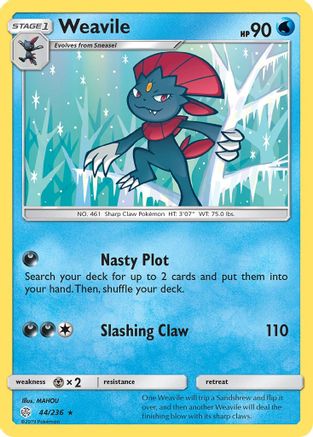 Weavile 044 - Reverse Holofoil SM Cosmic Eclipse - Rare