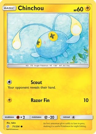 Chinchou 071 - Reverse Holofoil SM Cosmic Eclipse - Common