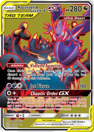 Naganadel & Guzzlord GX (Full Art) 223 - Holofoil SM Cosmic Eclipse - Ultra Rare