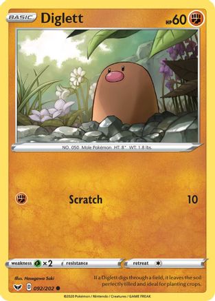 Diglett 092/202 SWSH01 Sword & Shield Base Set - Common