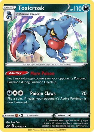 Toxicroak 124/202 - Holofoil SWSH01 Sword & Shield Base Set - Holo Rare