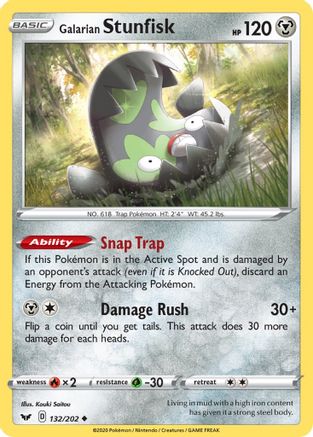 Galarian Stunfisk 132/202 - Reverse Holofoil SWSH01 Sword & Shield Base Set - Uncommon
