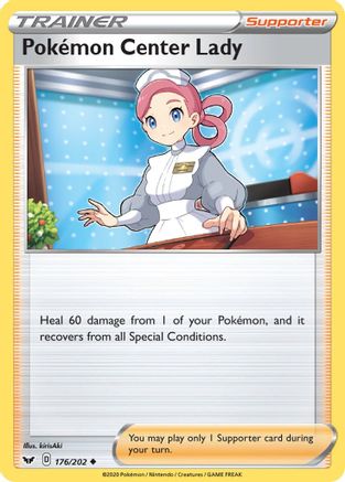 Pokemon Center Lady 176/202 - Reverse Holofoil SWSH01 Sword & Shield Base Set - Uncommon