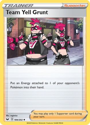 Team Yell Grunt 184/202 SWSH01 Sword & Shield Base Set - Uncommon
