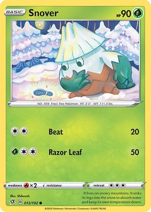 Snover 012/192 - Reverse Holofoil SWSH02 Rebel Clash - Common