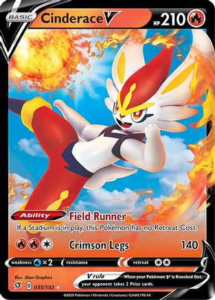 Cinderace V 035/192 - Holofoil SWSH02 Rebel Clash - Ultra Rare
