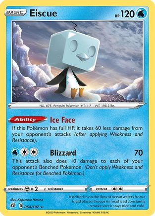 Eiscue 054/192 - Holofoil SWSH02 Rebel Clash - Holo Rare