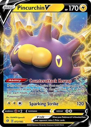 Pincurchin V 072/192 - Holofoil SWSH02 Rebel Clash - Ultra Rare
