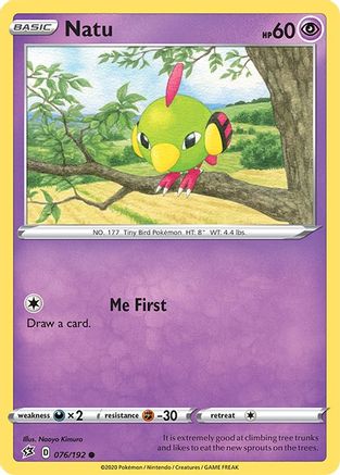 Natu 076/192 - Reverse Holofoil SWSH02 Rebel Clash - Common
