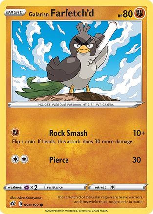 Galarian Farfetch'd 094/192 - Reverse Holofoil SWSH02 Rebel Clash - Common