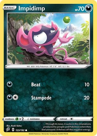 Impidimp 123/192 - Reverse Holofoil SWSH02 Rebel Clash - Common