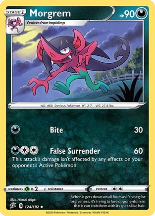 Morgrem 124/192 - Reverse Holofoil SWSH02 Rebel Clash - Uncommon