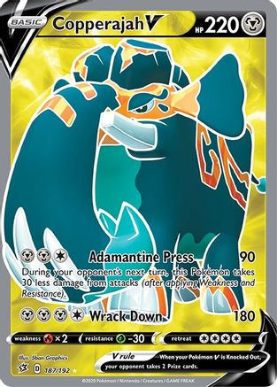 Copperajah V (Full Art) 187/192 - Holofoil SWSH02 Rebel Clash - Ultra Rare