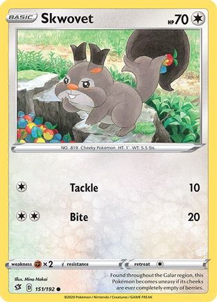 Skwovet 151/192 - Reverse Holofoil SWSH02 Rebel Clash - Common